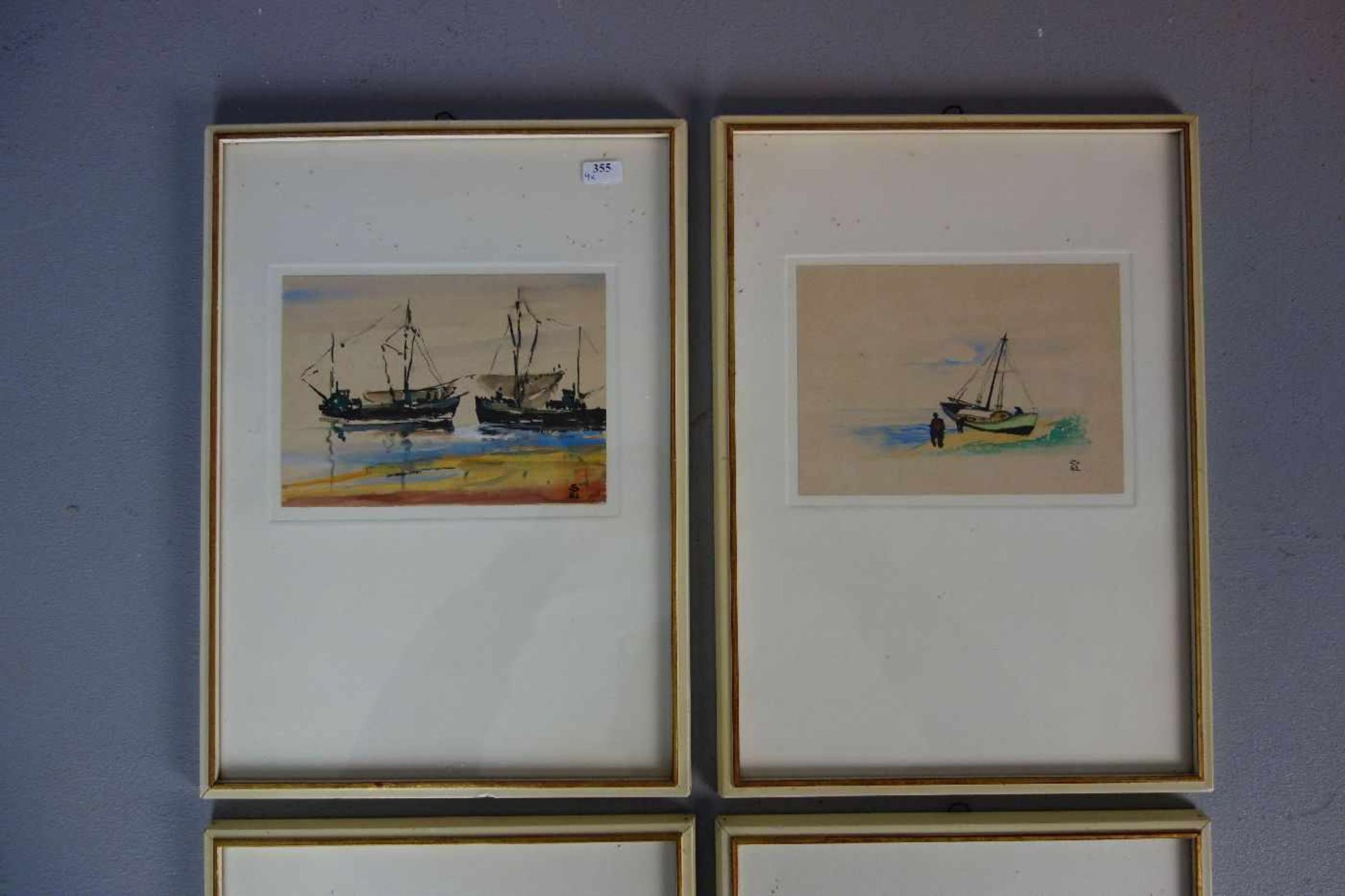 SEEMANN, RUDOLF (Frankfurt / Oder 1906-1977 Rheine), 4 Aquarelle / Gouchen: "Seestücke", auf Papier, - Bild 3 aus 3