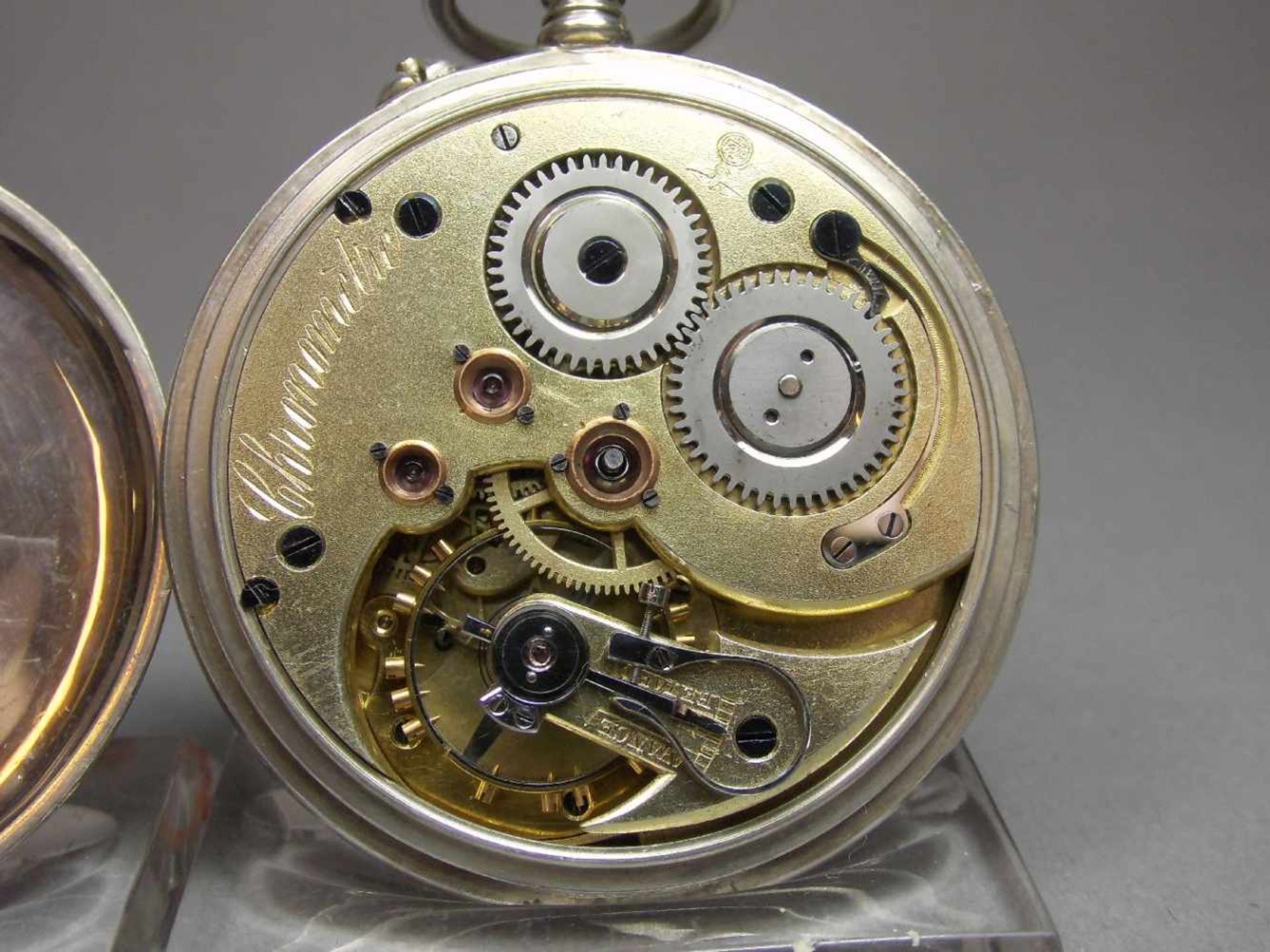 SILBERNE TASCHENUHR MIT CHRONOMETER-HEMMUNG / pocket watch, Schweiz, um 1900, Handaufzug (Krone - Image 8 of 10