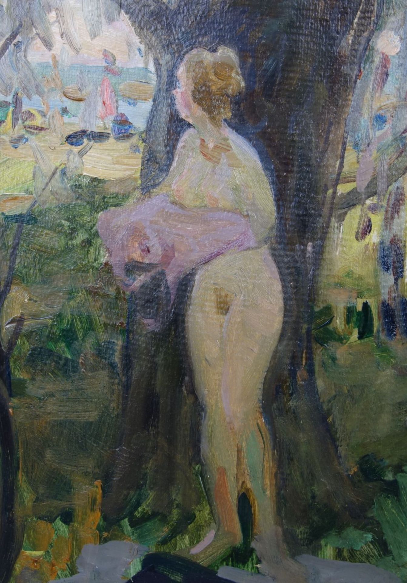 NEKRASSOW, MICHAIL (geb. 1924 in Kolomna bei Moskau), Gemälde / painting: "Badendes Mädchen", Öl auf - Bild 5 aus 6