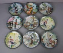 KONVOLUT SAMMELTELLER / collection plates, 20. Jh., Porzellan, China, polychrom staffiert,