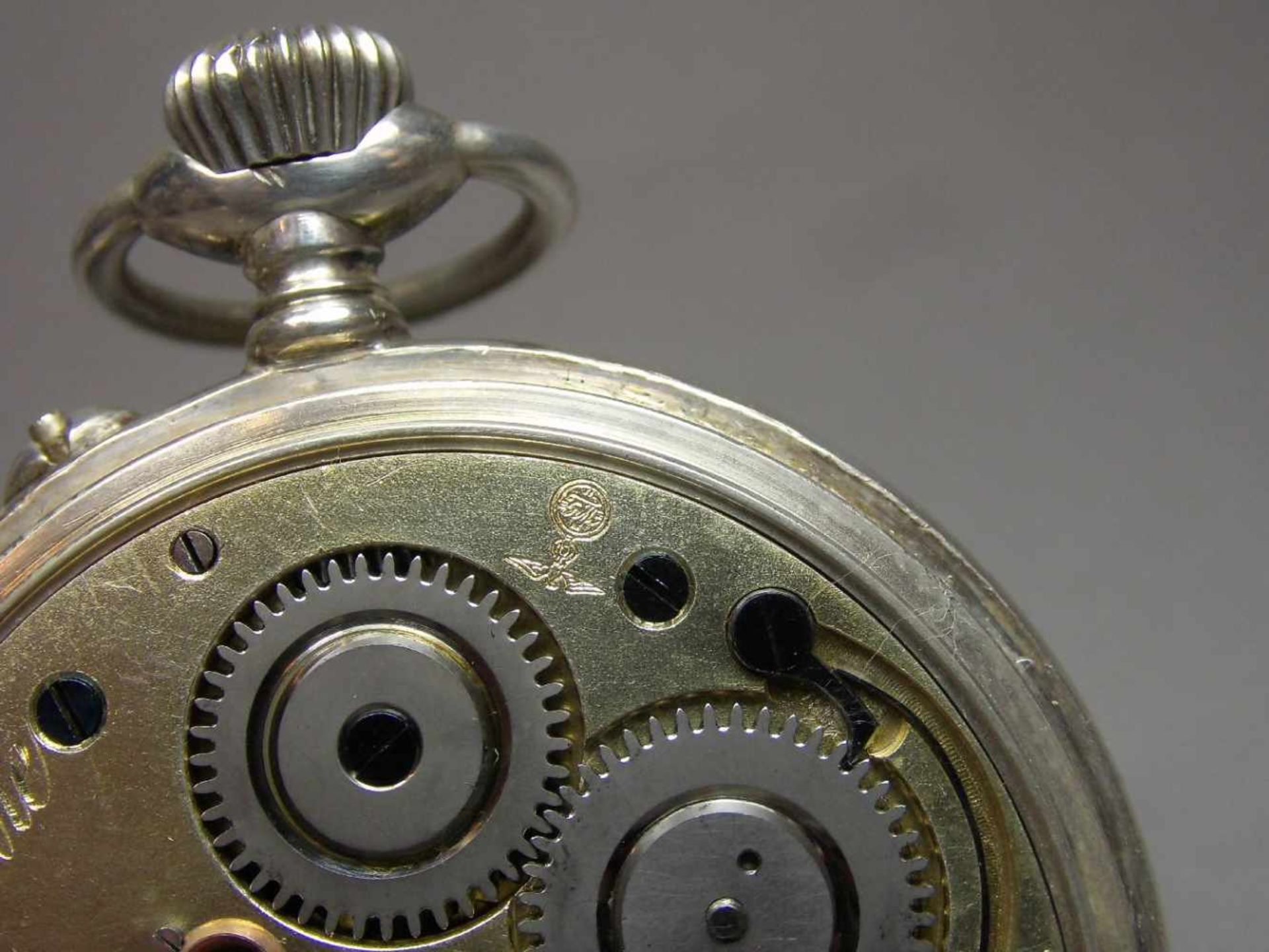 SILBERNE TASCHENUHR MIT CHRONOMETER-HEMMUNG / pocket watch, Schweiz, um 1900, Handaufzug (Krone - Image 9 of 10