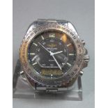 BREITLING "PLUTON" ARMBANDUHR / wristwatch, Quarz-Uhr, Schweiz. Stahlgehäuse mit drehbarer