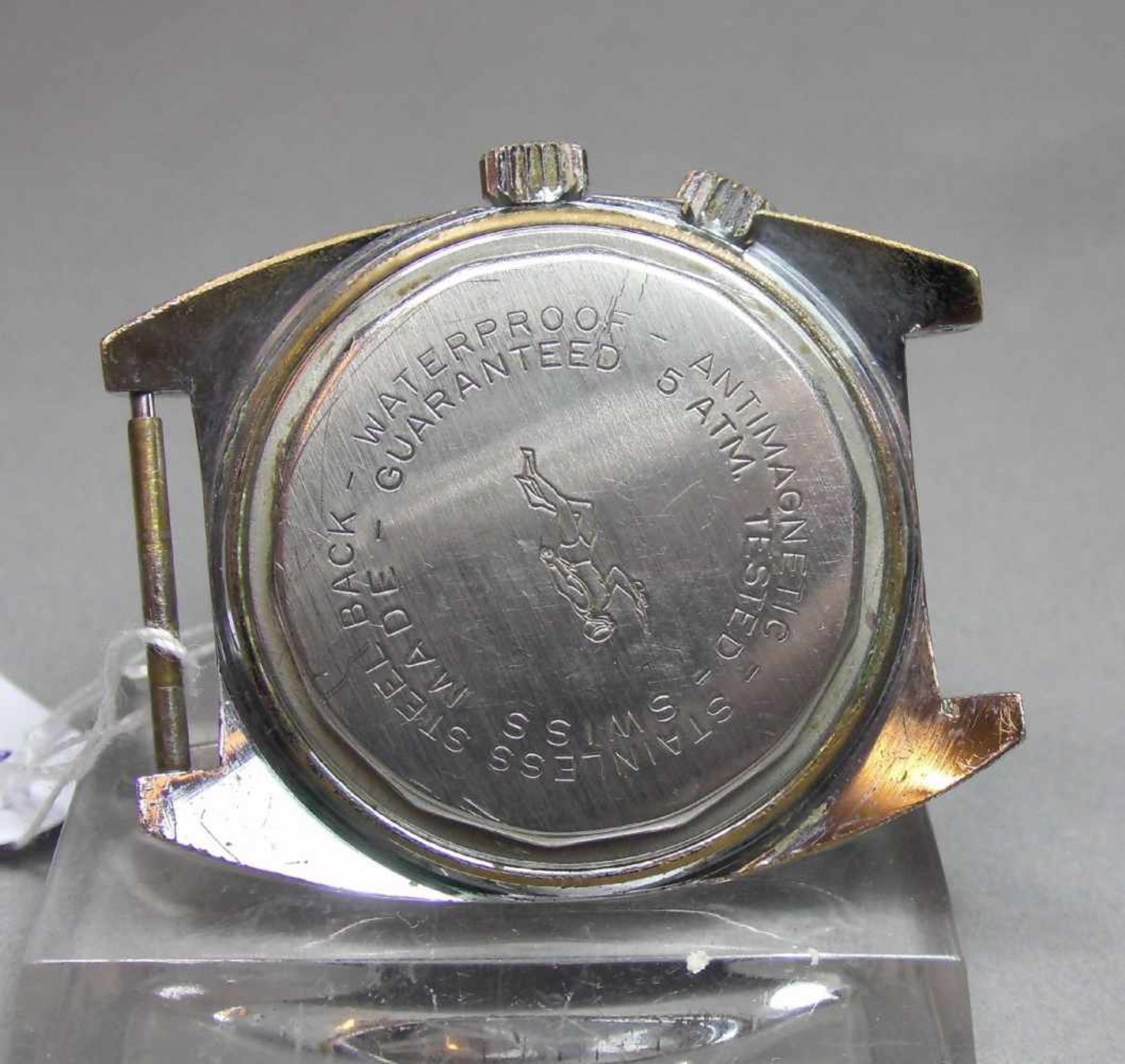 VINTAGE ARMBANDUHR / TAUCHERUHR / WELTZEITUHR: STEMPEL / wristwatch, Schweiz, eckgerundetes - Image 5 of 5