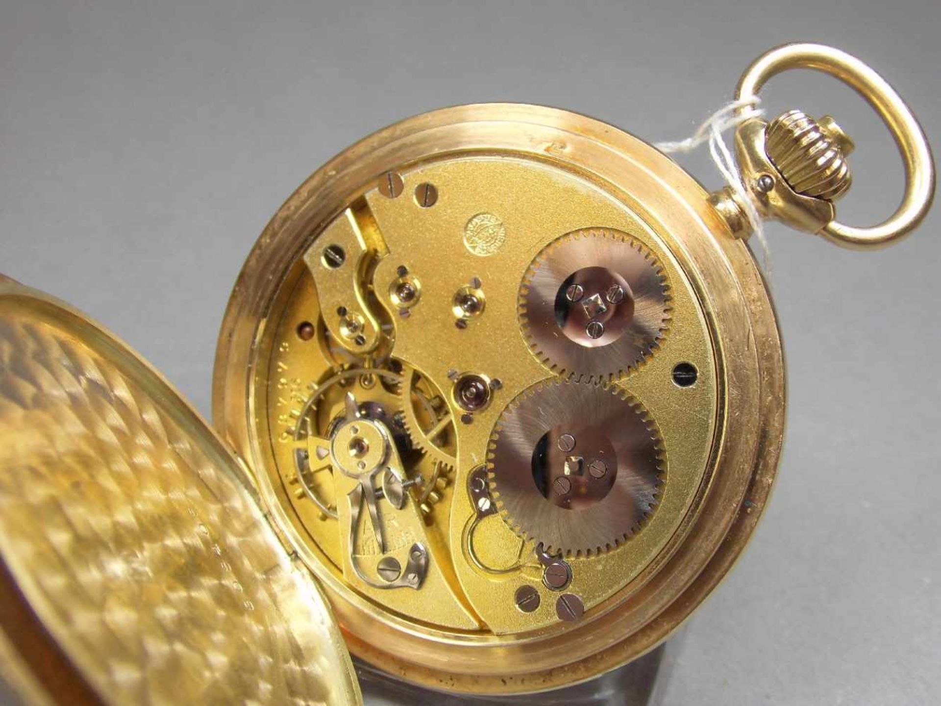 GOLDENE IWC SAVONETTE / TASCHENUHR / hunter case pocket watch, Handaufzug (Krone und Schieber), 1. - Image 7 of 9