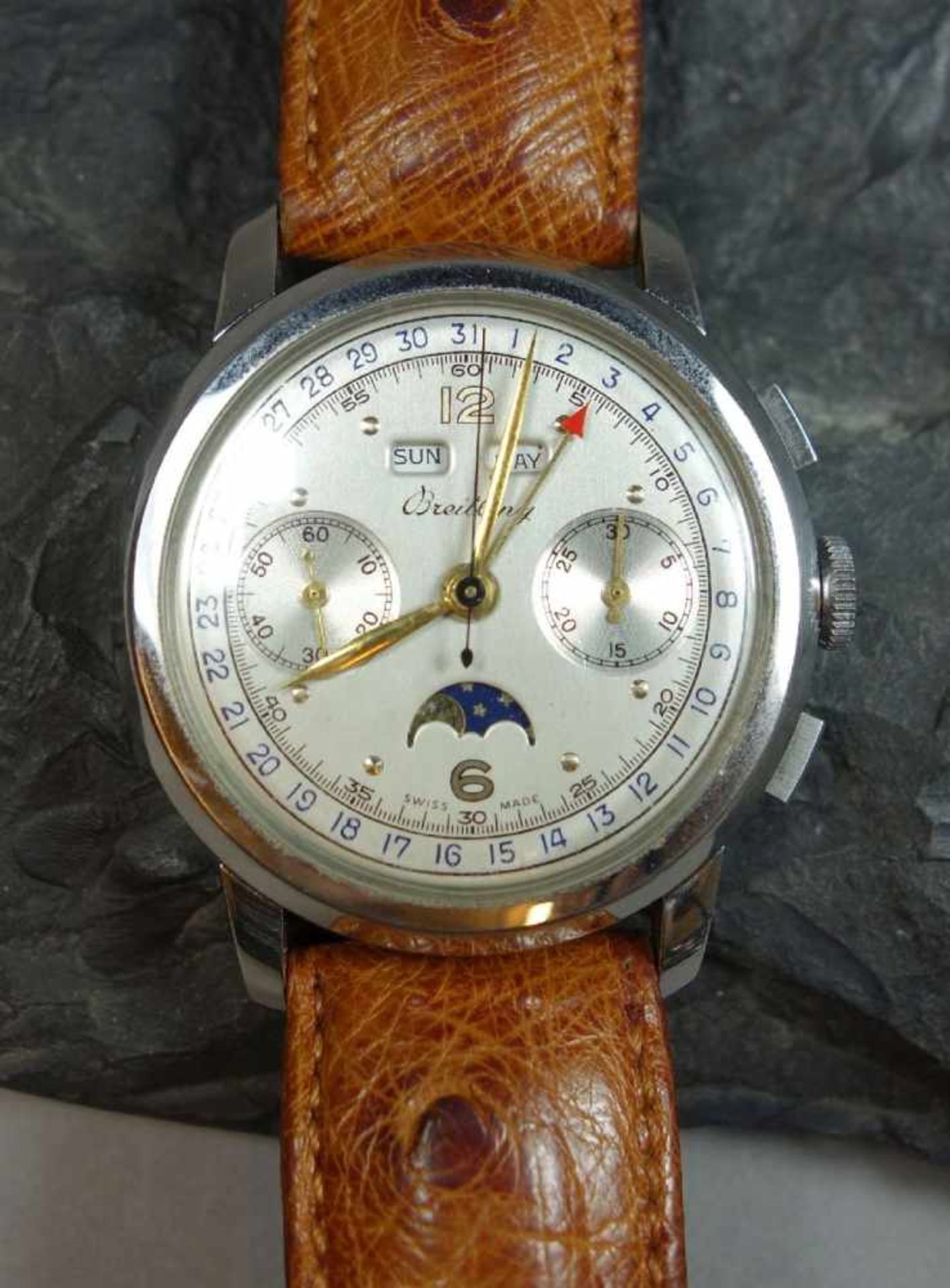 BREITLING VINTAGE ARMBANDUHR - DATORA / CHRONOGRAPH MIT VOLLKALENDER / wristwatch, wohl 50er