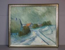 MALER DES 20./21. Jh., Gemälde / painting: "Winterliches Dorf", Öl auf Leinwand / oil on canvas,