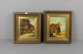 MALER DES 19./20. Jh., Paar Gemälde / two paintings: "Bei der Rast" und "Vor dem Wirtshaus", Öl