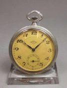 SILBERNE TASCHENUHR / open face pocket watch, 1. H. 20. Jh., Handaufzug (Krone), Manufaktur M.