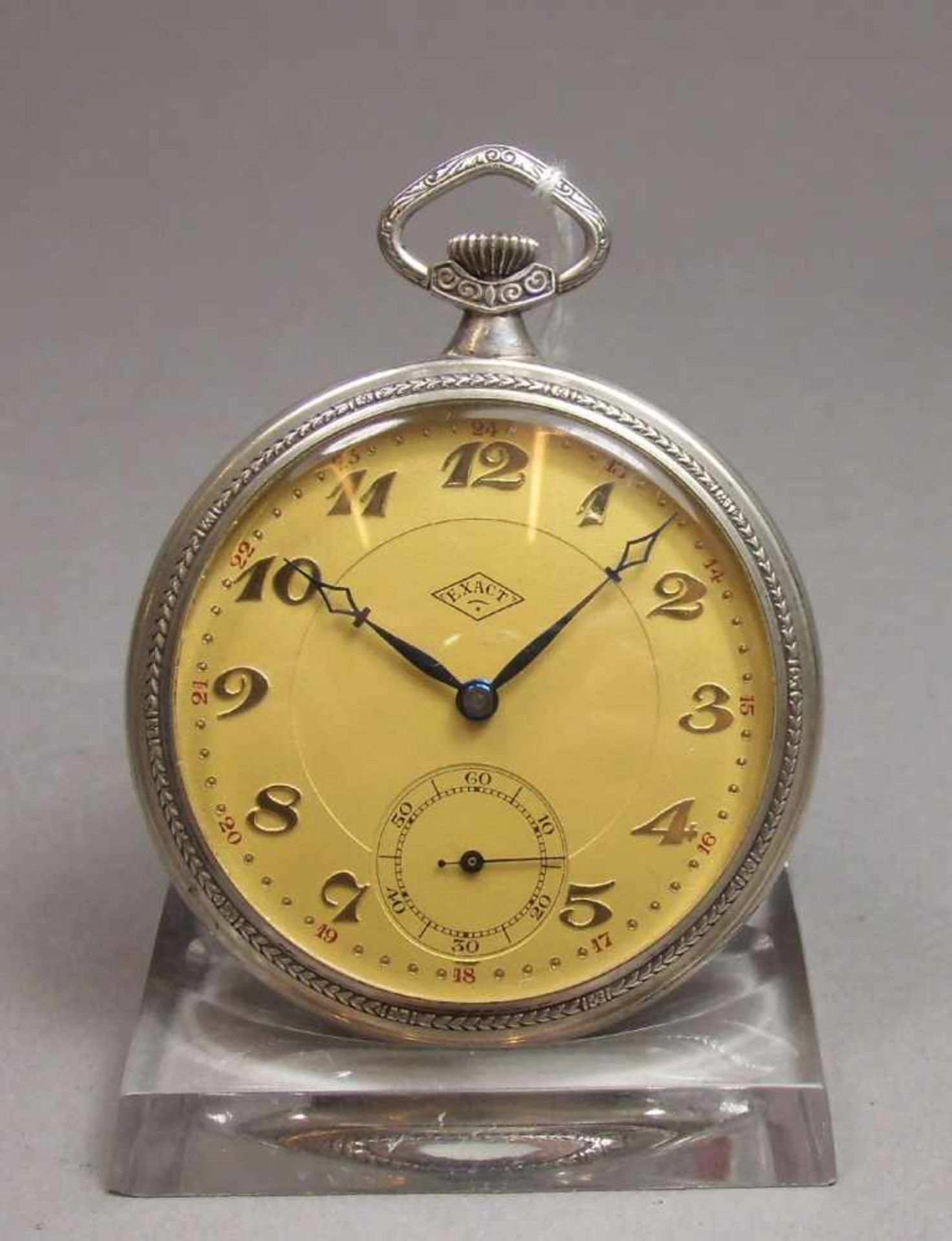 SILBERNE TASCHENUHR / open face pocket watch, 1. H. 20. Jh., Handaufzug (Krone), Manufaktur M.