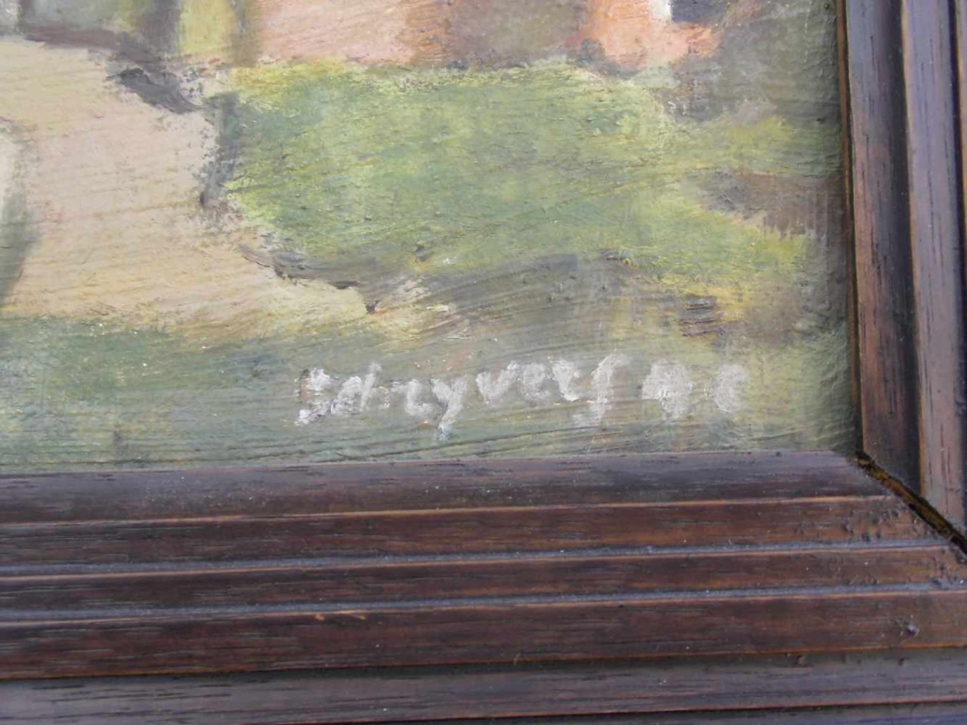 SCHRYVERS HC (oder NC, Maler des 20. Jh.), Paar Gemälde / paintings: "Dorfansicht mit Kirchturm" und - Bild 2 aus 3