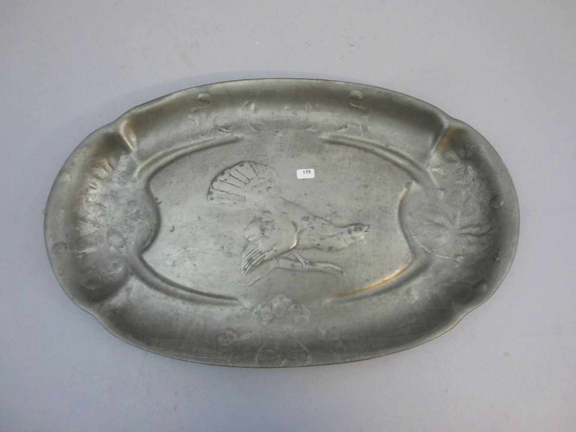 JUGENDSTIL - SCHALE / PLATTE / art nouveau pewter bowl, Kayserzinn, gemarkt mit Manufakturpunze