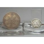 KONVOLUT MÜNZEN / coins, 2 Stück, Kaiserreich / Preussen: 1) 1 Taler, 1861, Gedenkmünze, bez. "