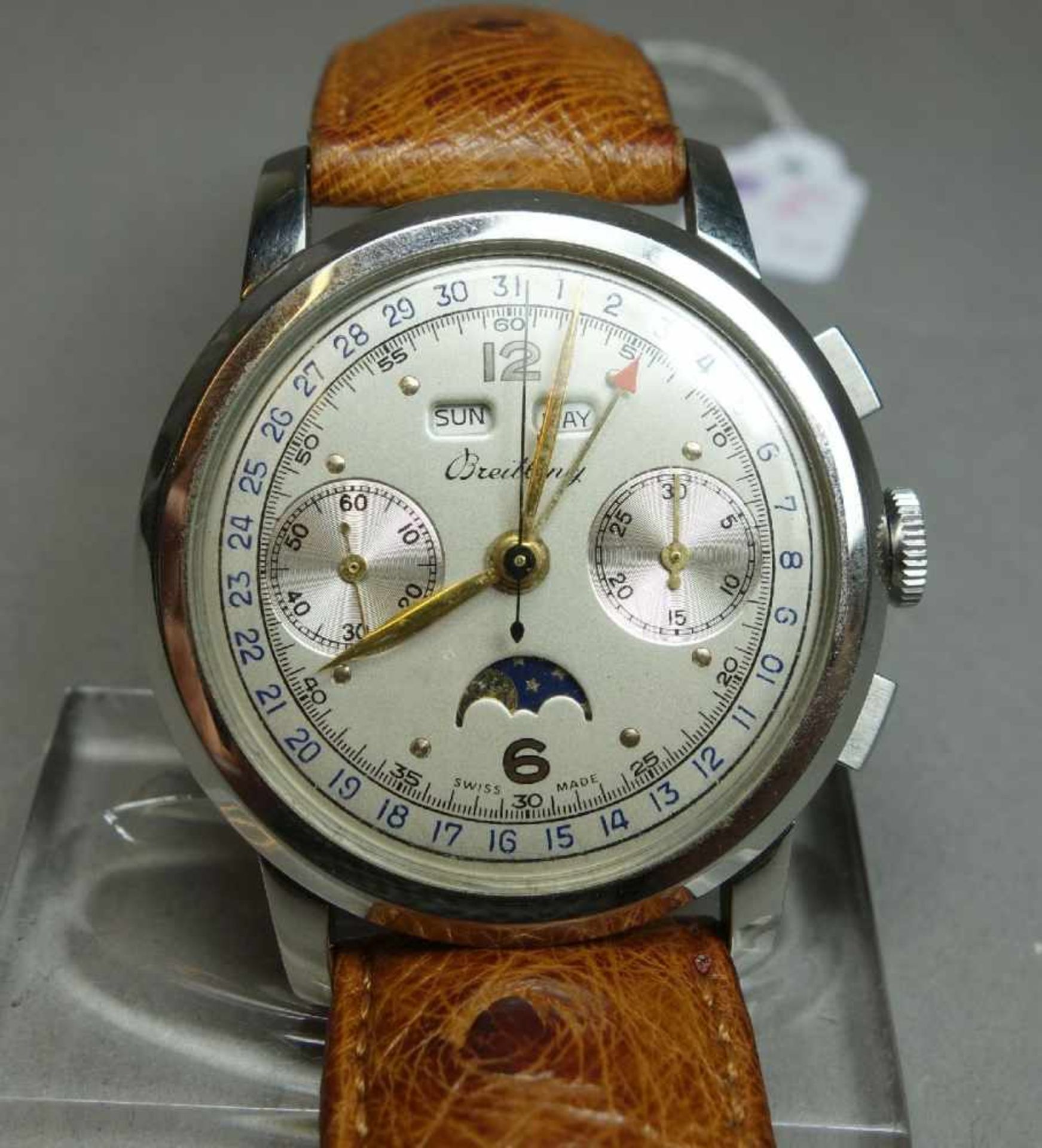 BREITLING VINTAGE ARMBANDUHR - DATORA / CHRONOGRAPH MIT VOLLKALENDER / wristwatch, wohl 50er - Image 2 of 10