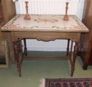 JUGENDSTIL - TISCH MIT FLIESENSPIEGEL / art nouveau table with tiles, um 1900. Profilierter