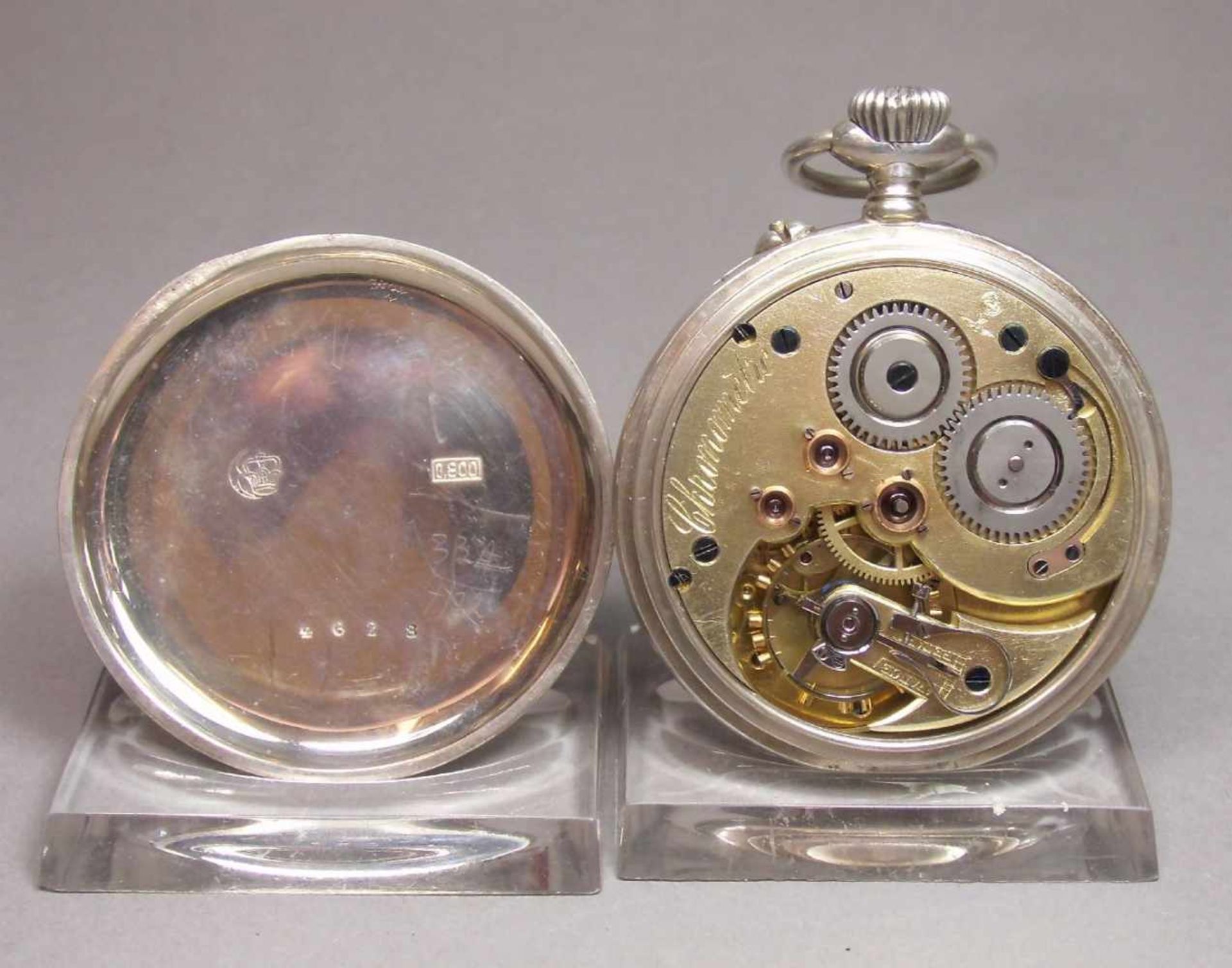SILBERNE TASCHENUHR MIT CHRONOMETER-HEMMUNG / pocket watch, Schweiz, um 1900, Handaufzug (Krone - Image 7 of 10