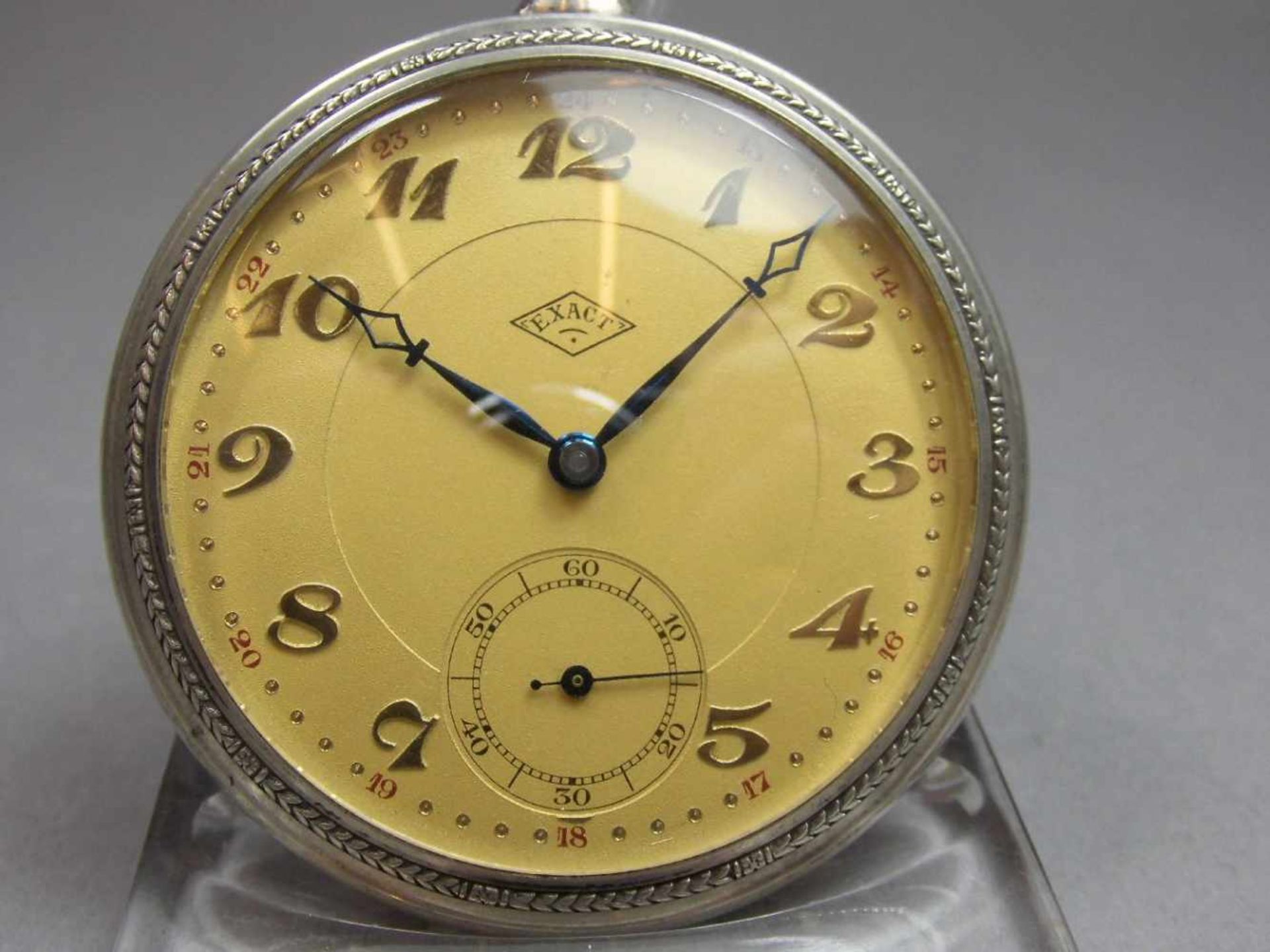 SILBERNE TASCHENUHR / open face pocket watch, 1. H. 20. Jh., Handaufzug (Krone), Manufaktur M. - Image 2 of 6