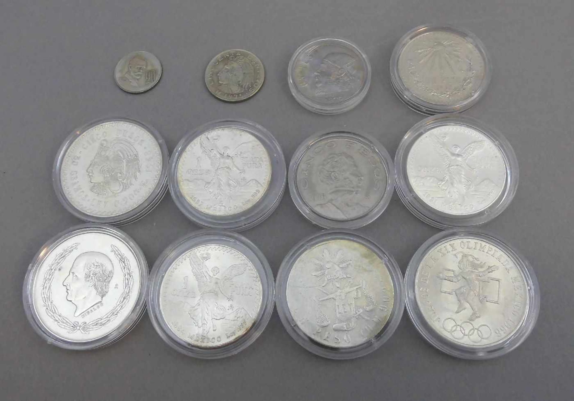 GROSSES KONVOLUT MÜNZEN / SILBER-MÜNZEN - MEXIKO / silver-coins, 19./ 20. Jh., 12 Münzen mit - Image 2 of 2