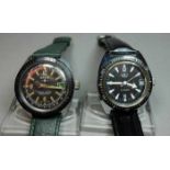 ZWEI VINTAGE TAUCHERUHREN / two wristwatches, 20. Jh.; 1) Armbanduhr /Taucheruhr "Re-Watch",