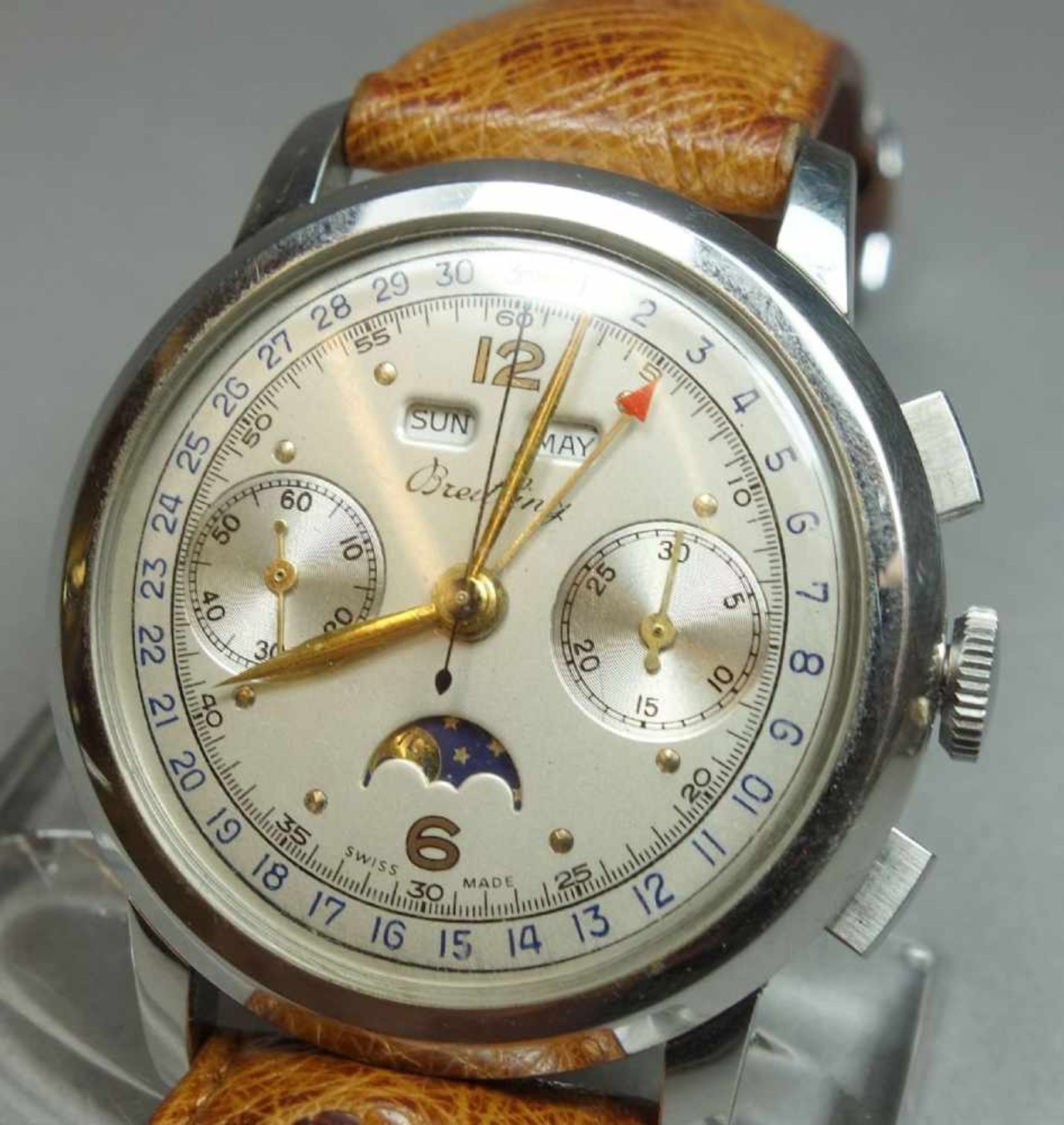 BREITLING VINTAGE ARMBANDUHR - DATORA / CHRONOGRAPH MIT VOLLKALENDER / wristwatch, wohl 50er - Image 4 of 10