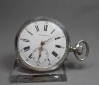 SILBERNE TASCHENUHR MIT CHRONOMETER-HEMMUNG / pocket watch, Schweiz, um 1900, Handaufzug (Krone