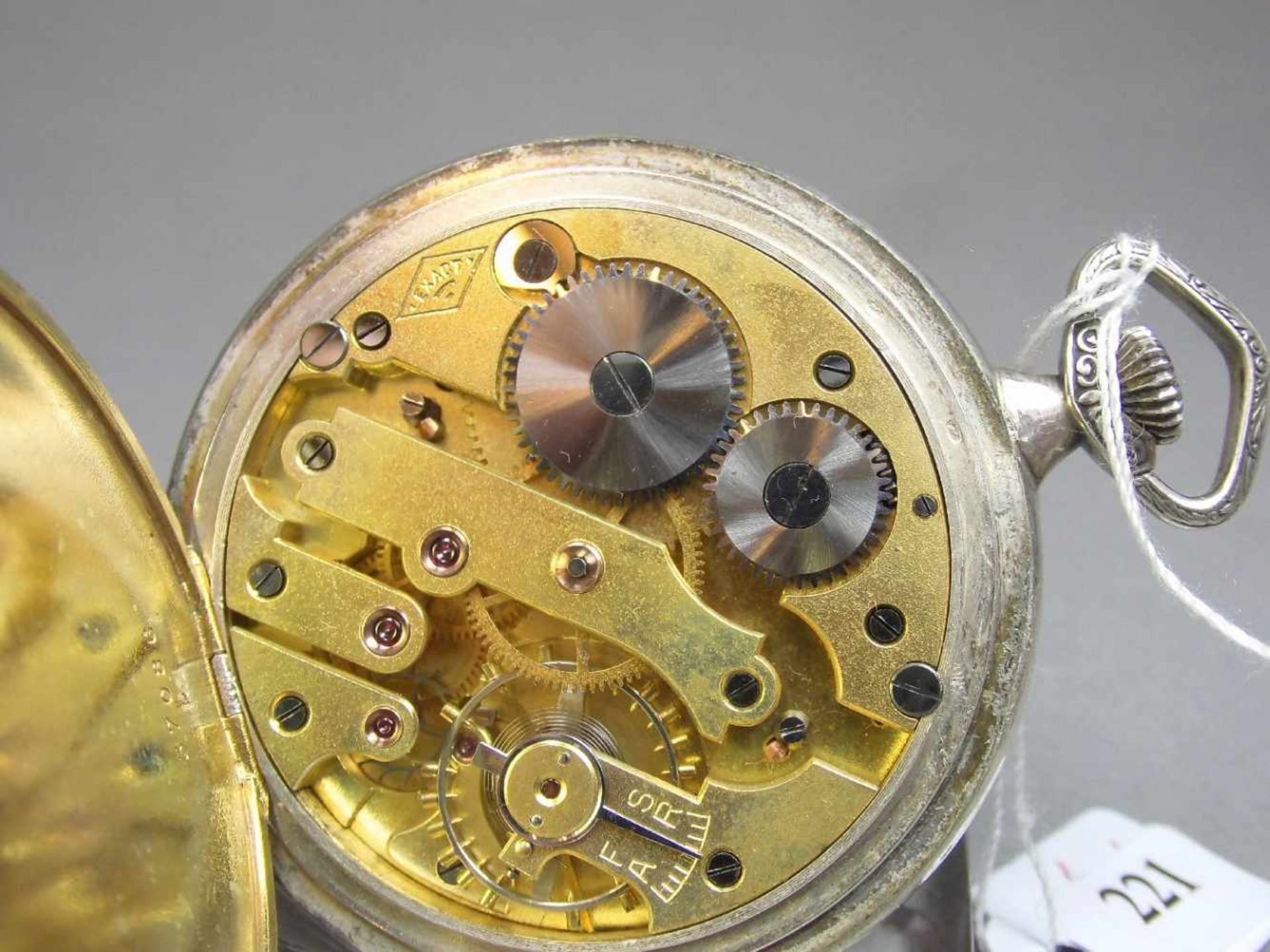 SILBERNE TASCHENUHR / open face pocket watch, 1. H. 20. Jh., Handaufzug (Krone), Manufaktur M. - Image 6 of 6