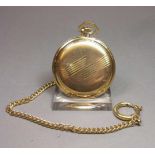 VERGOLDETE SAVONETTE - TASCHENUHR / pocket watch with hunting case, 20. Jh.. Handaufzug (Krone).