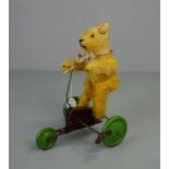 TEDDY AUF DREIRAD / BÄR AUF DREIRAD / bear on a tricycle, 1. H. 20. Jh., mechanisches Spielzeug,