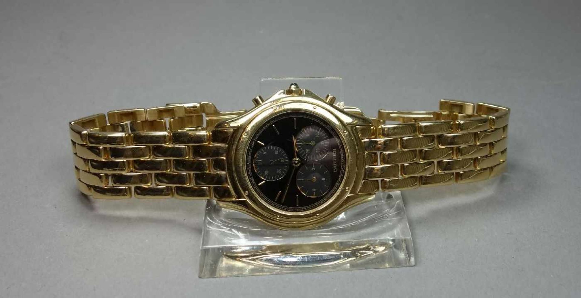 GOLDENE ARMBANDUHR / CHRONOGRAPH - CARTIER COUGAR / wristwatch, Quarz-Uhr, Manufaktur "les must de - Image 4 of 8