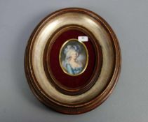 MINIATUR: "Madame Lebrun", Tempera, seitlich rechts unleserlich bezeichnet / signiert. Wohl