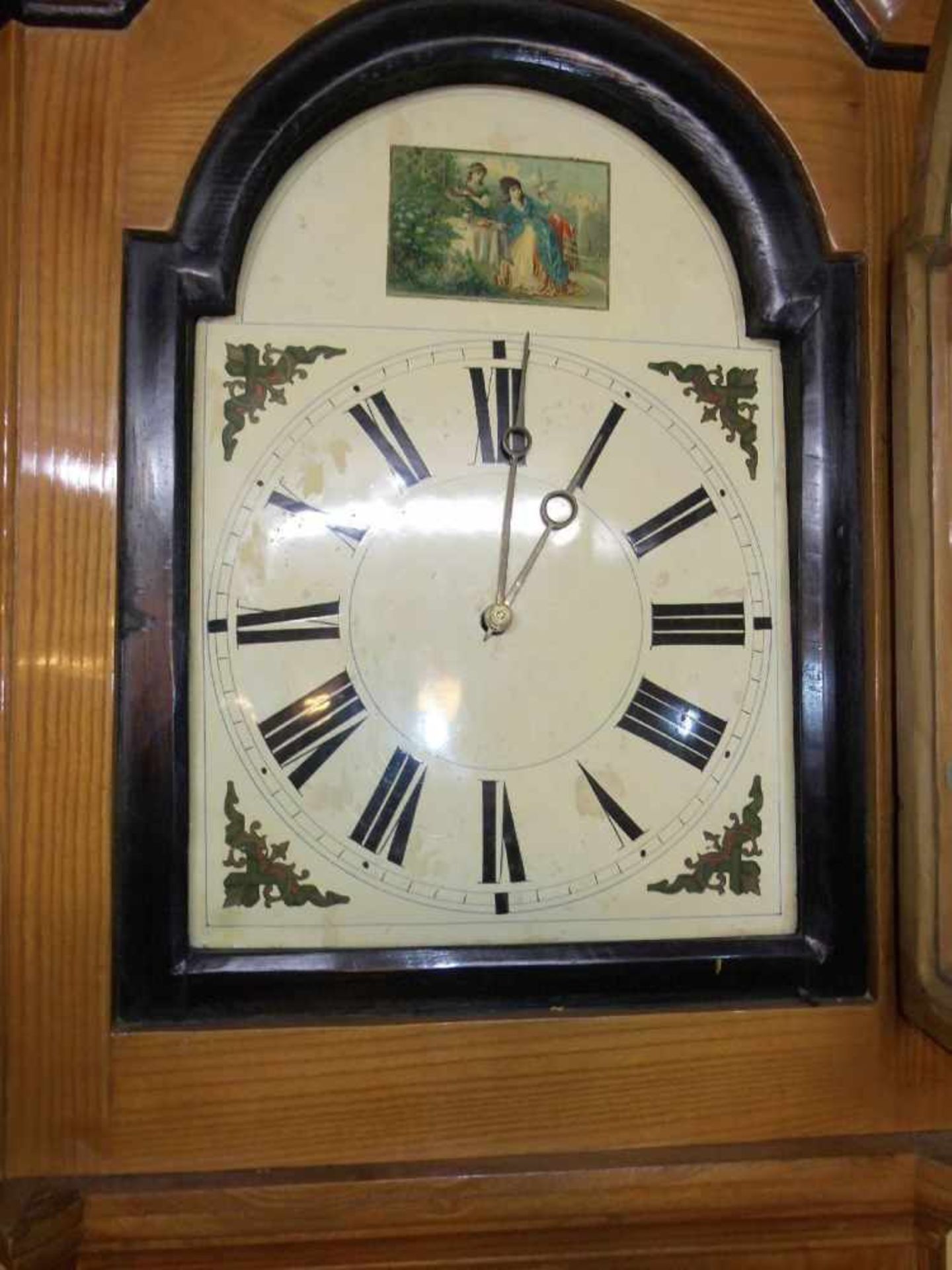 BIEDERMEIER - STANDUHR, Esche furniert, um 1840, dreizoniger Aufbau im schmalrechteckigem - Image 2 of 5