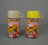 THE BEATLES MERCHANDISE / MEMORABILIA: 2 YELLOW SUBMARINE THERMOSKANNEN. Plastikdeckel in Beige