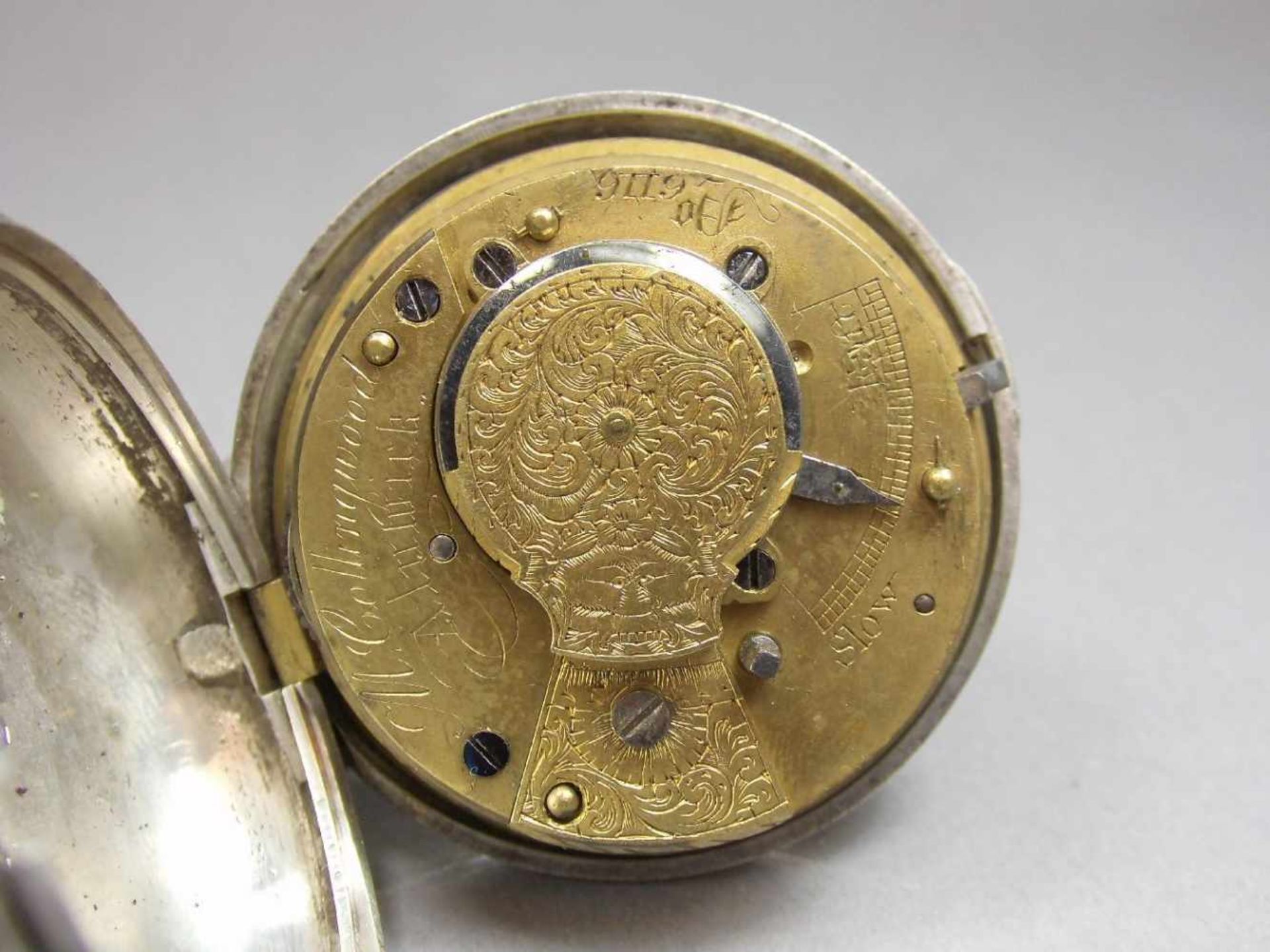 SPINDELTASCHENUHR MIT DOPPELSCHALEN-GEHÄUSE / pocket watch with pair case, Uhrengehäuse gem. " - Image 11 of 11