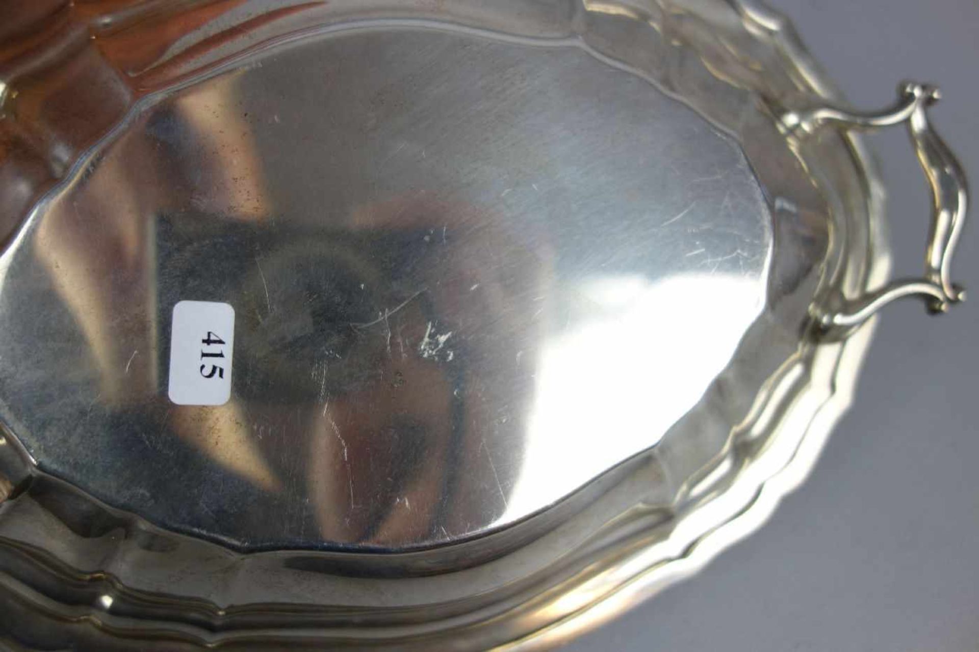 DECKELSCHALE / GEMÜSESCHALE / silver covered bowl, 1. H. 20. Jh. Sterlingsilber (insg. 674 Gramm), - Image 8 of 8
