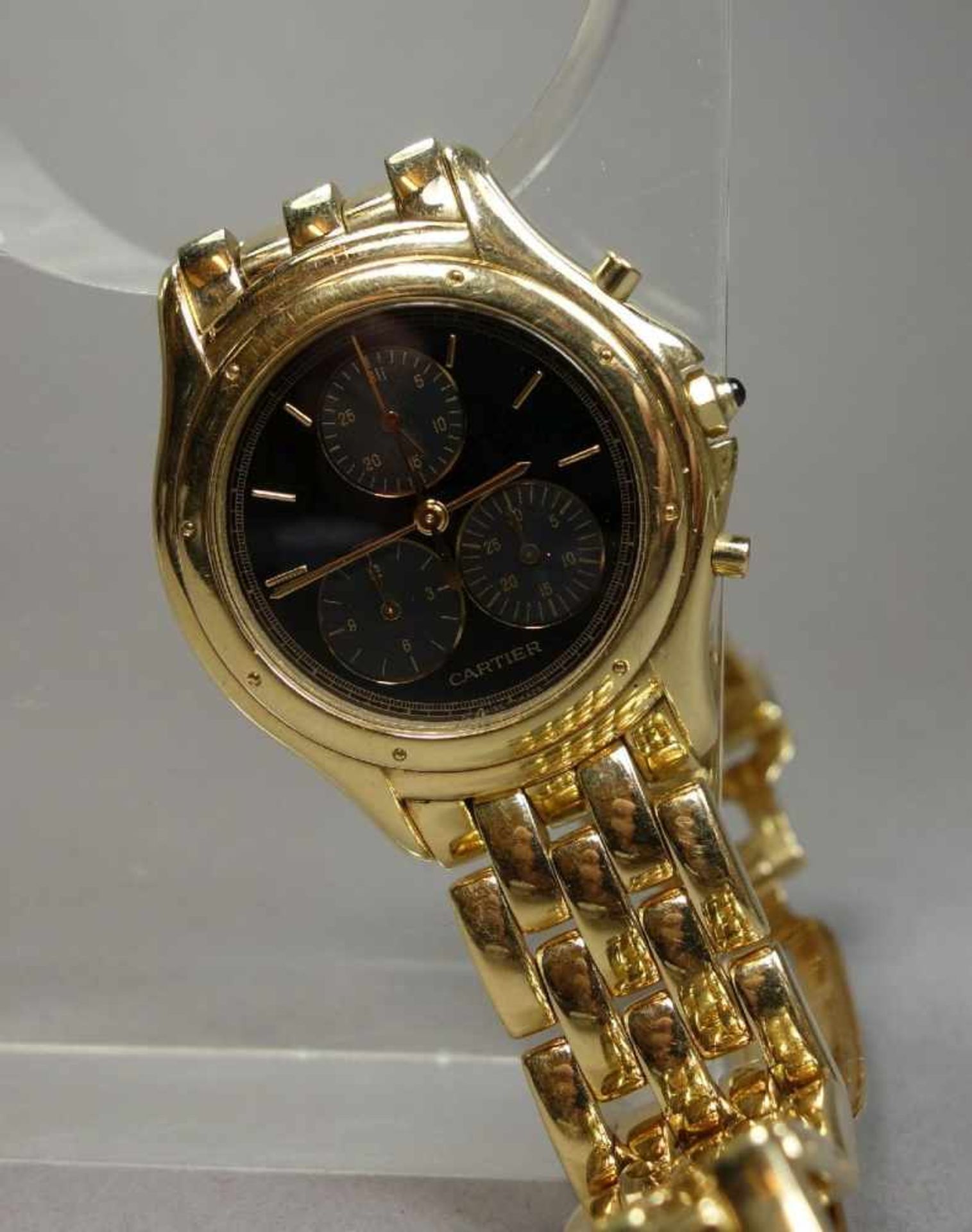 GOLDENE ARMBANDUHR / CHRONOGRAPH - CARTIER COUGAR / wristwatch, Quarz-Uhr, Manufaktur "les must de - Image 2 of 8