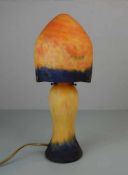 LAMPE / TISCHLAMPE in der Art des Jugendstils / table lamp, Glas, zweiteilig, mit Bronzemontur und