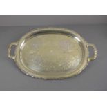 TABLETT / PLATTE / tray, Sterlingsilber (ca. 2270 g), gepunzt "Sterling" und nummeriert 950. Ovale