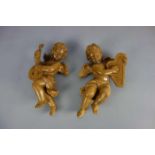 ANONYMER BILDSCHNITZER (20. JH.), Skulpturenpaar: "Musizierende Engel" / pair of angels, Holz