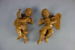 ANONYMER BILDSCHNITZER (20. JH.), Skulpturenpaar: "Musizierende Engel" / pair of angels, Holz