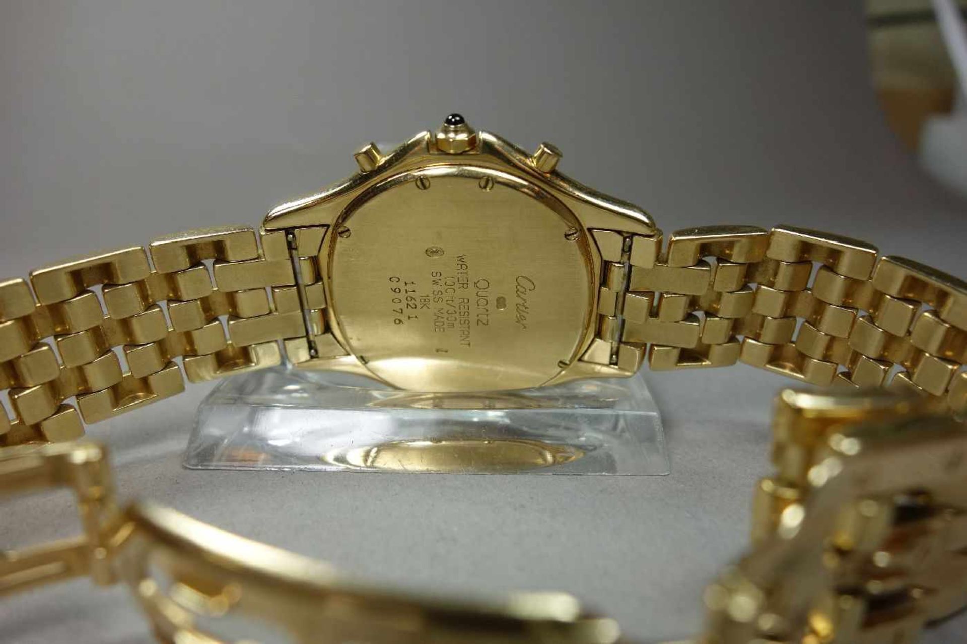 GOLDENE ARMBANDUHR / CHRONOGRAPH - CARTIER COUGAR / wristwatch, Quarz-Uhr, Manufaktur "les must de - Image 8 of 8