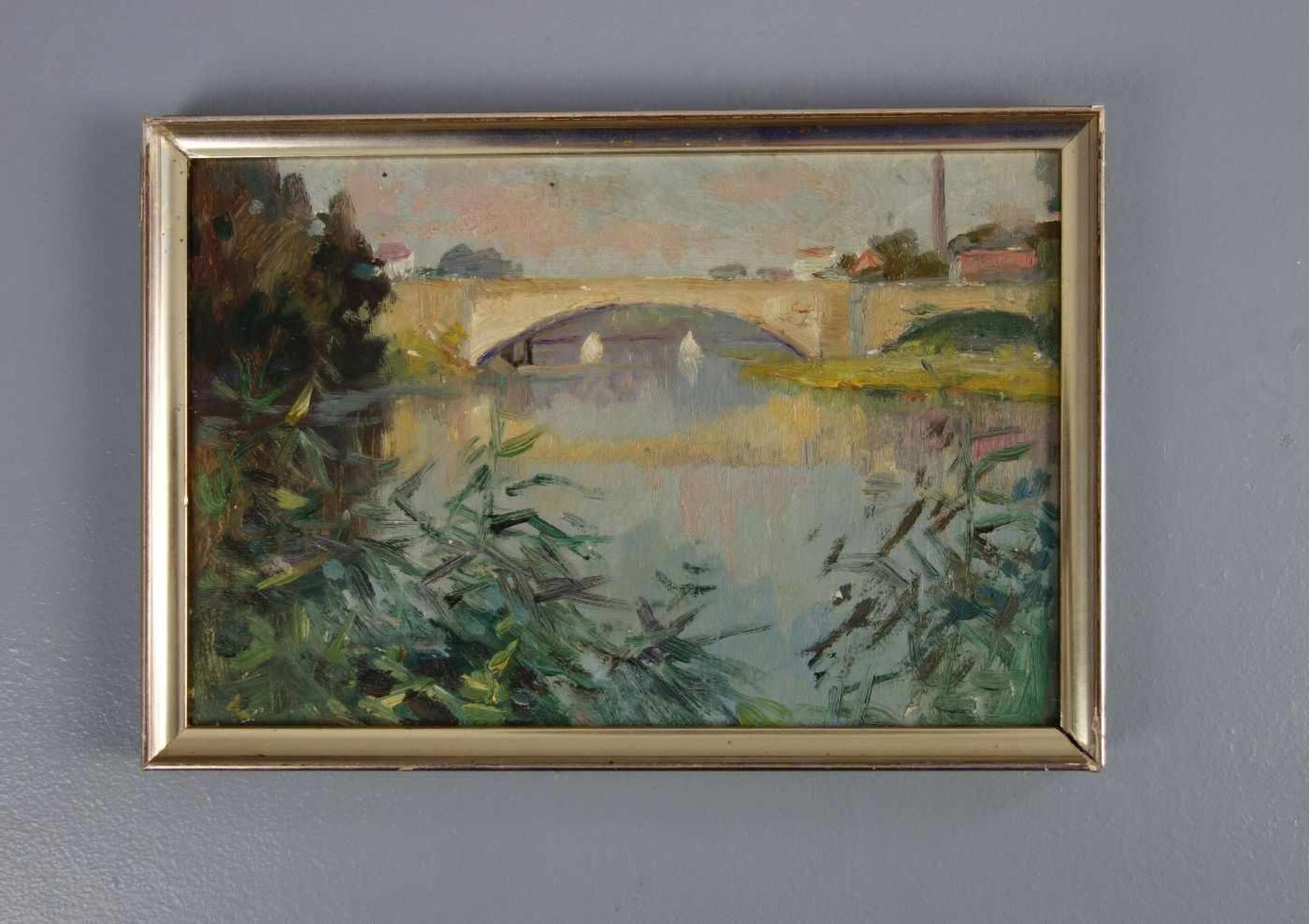 VON ASSAULENKO, ALEXEJ (Kiew 1913-1989 Kiel), Gemälde / painting: "Die Ems in Rheine: Blick auf
