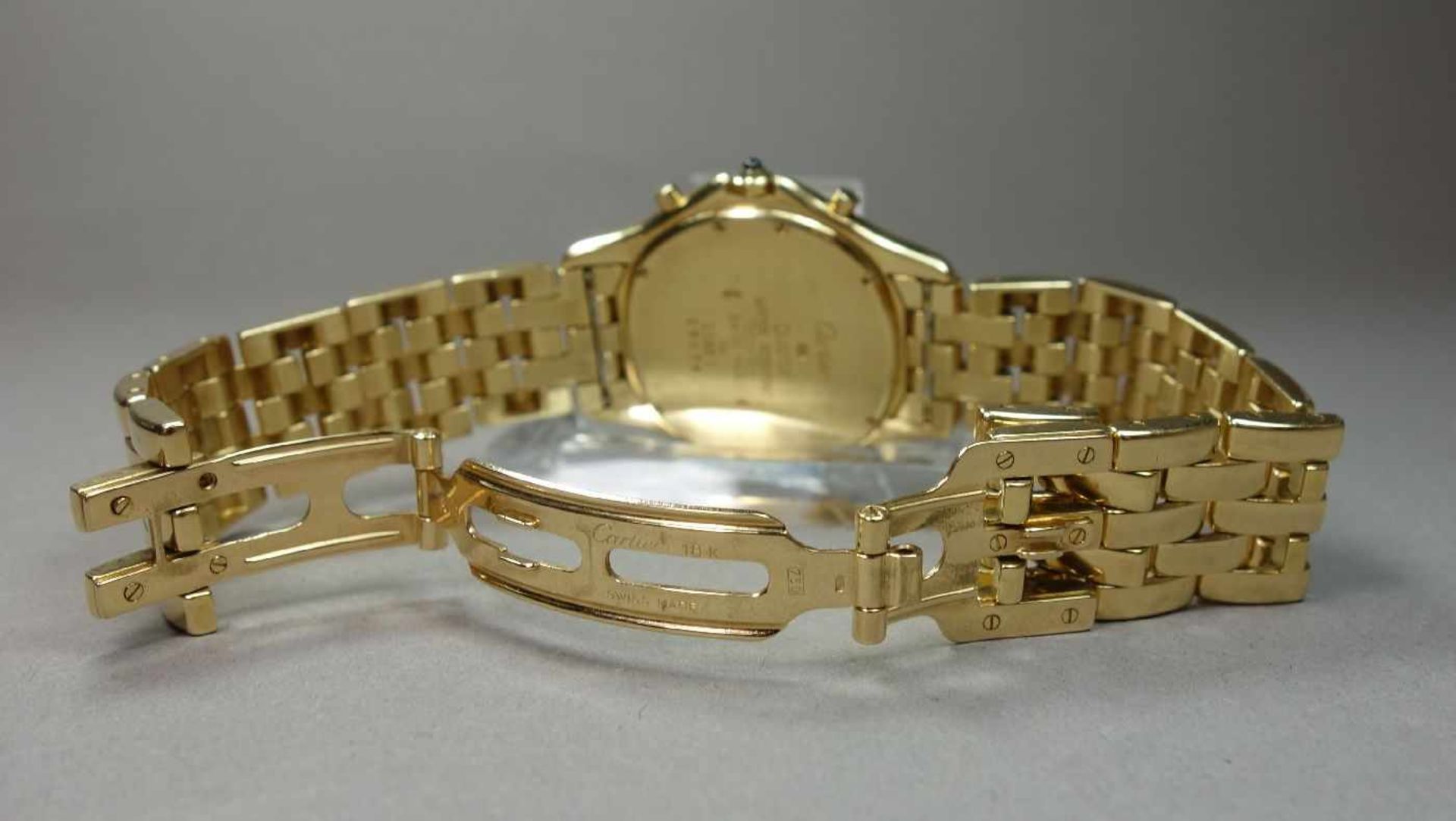 GOLDENE ARMBANDUHR / CHRONOGRAPH - CARTIER COUGAR / wristwatch, Quarz-Uhr, Manufaktur "les must de - Image 7 of 8