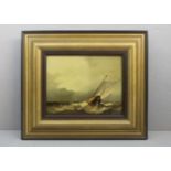 MALER / MARINEMALER DES 20. Jh., Gemälde / painting: "Segelschiff auf stürmischer See", Öl auf