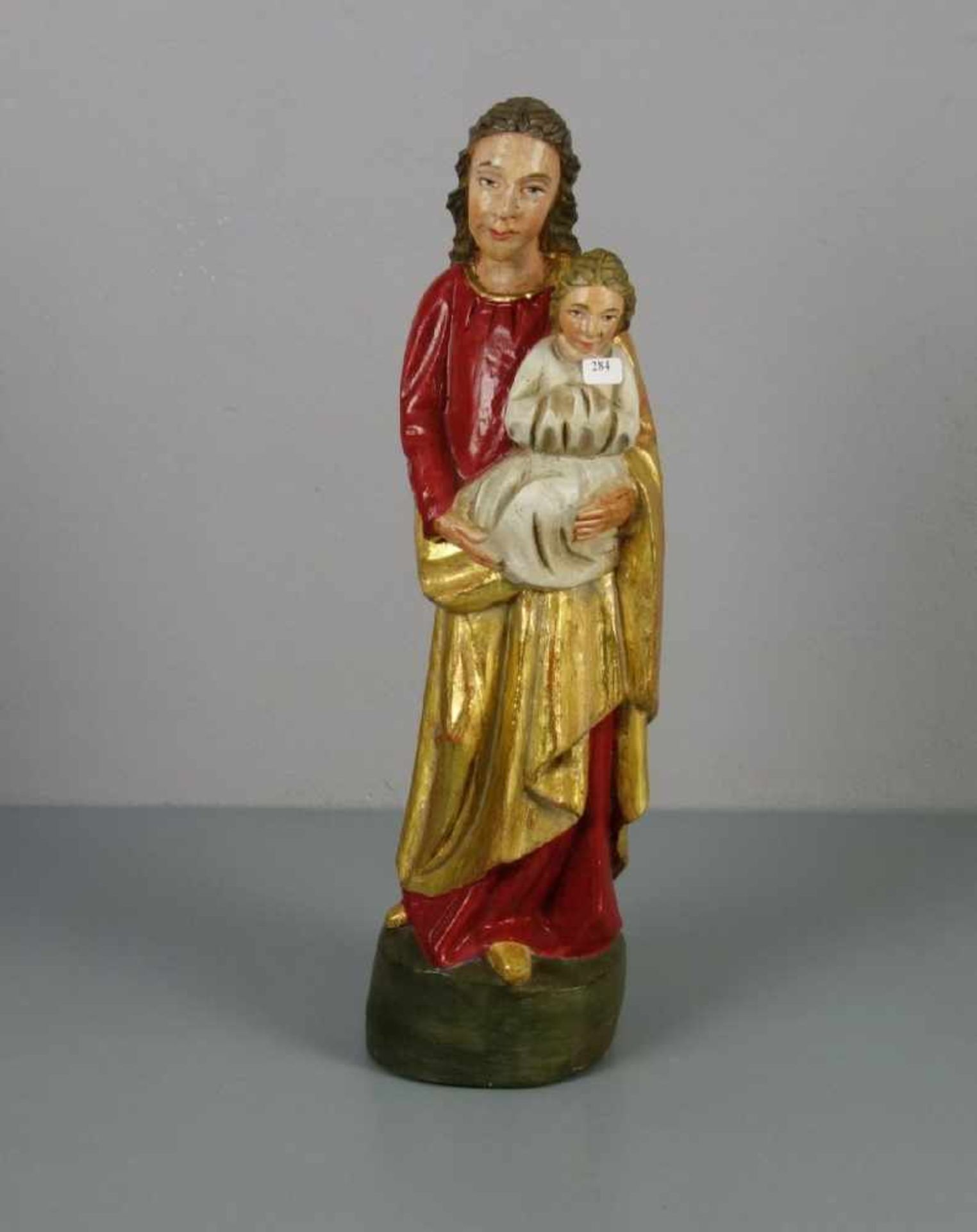 ANONYMER BILDSCHNITZER (20. Jh.), Skulptur / sculpture: "Madonna mit Kind / Maria mit Kind", Holz