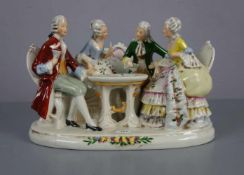 FIGURENGRUPPE "Das Kartenspiel", Porzellan, unter dem Stand gemarkt in Art und Anlehnung an Meißen