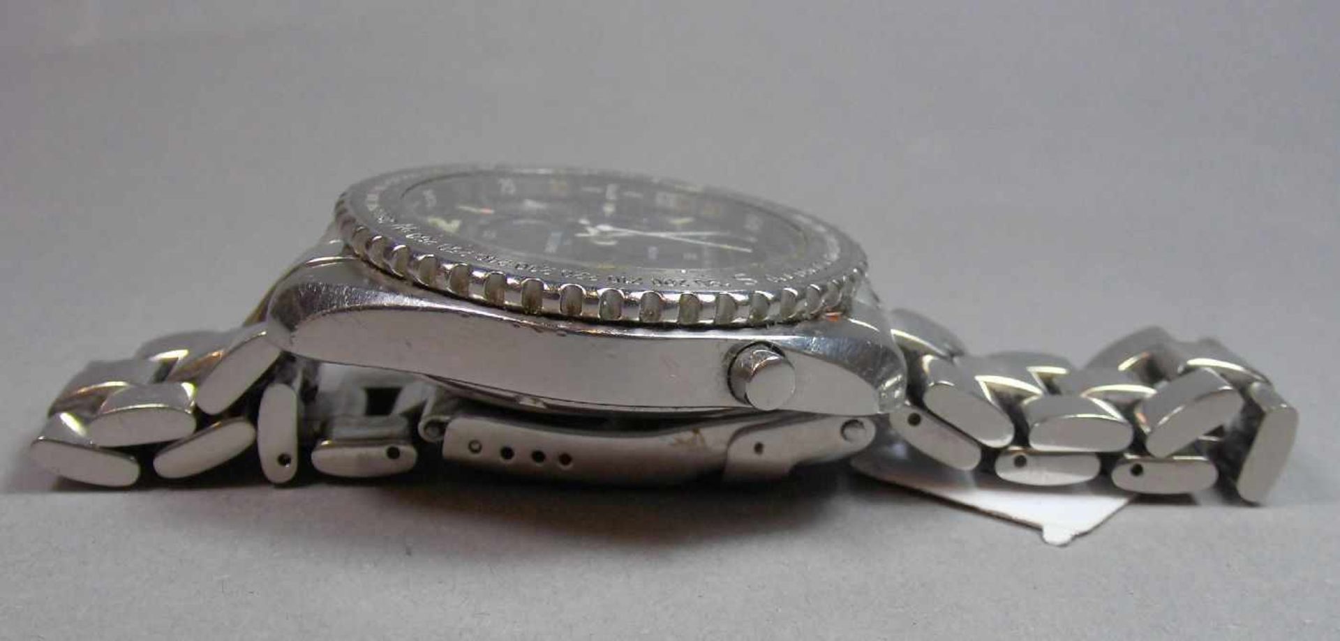 BREITLING "PLUTON" ARMBANDUHR / wristwatch, Quarz-Uhr, Schweiz. Stahlgehäuse mit drehbarer - Image 5 of 9