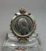MEDAILLE ALS BROSCHE, Medaille "Friedrich Deutscher Kaiser König v. Preussen". Rückseitig: "Seinen