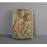 RELIEF / ANDACHTSBILD "MARIA MIT DEM CHRISTUSKIND", Ton - Relief, polychrome staffiert in