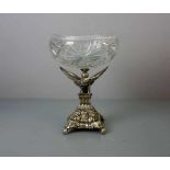 TAFELAUFSATZ HISTORISMUS / glas bowl on a silver stand, Glas und Silber (mit Säure getestet).