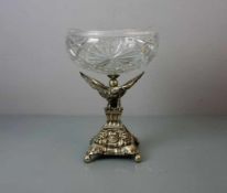 TAFELAUFSATZ HISTORISMUS / glas bowl on a silver stand, Glas und Silber (mit Säure getestet).