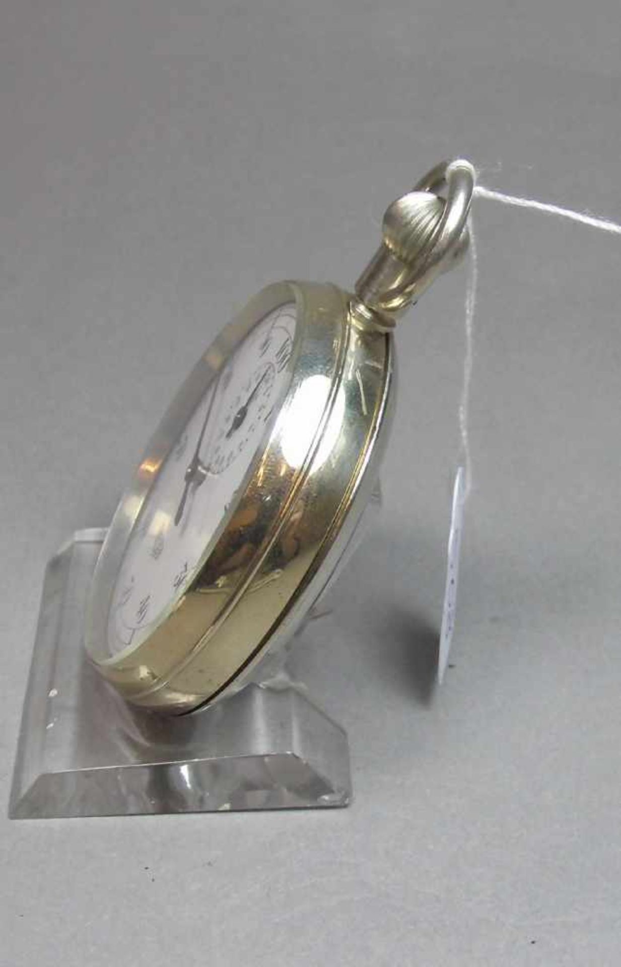 STOPPUHR / stopwatch, Schweiz, Firma Heuer, Mitte 20. Jh., Edelstahlgehäuse mit Krone. Weißes - Image 3 of 8